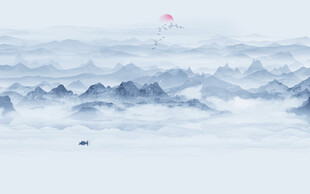 抽象水墨山水画