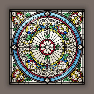 蒂凡尼教堂染色玻璃艺术贴膜图案