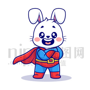可爱卡通超人小白兔