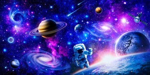 梦幻太空宇航员星球宇宙星空背景