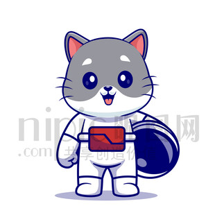 可爱卡通动物宇航员猫咪
