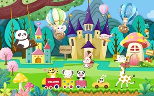 卡通儿童房背景墙 图片