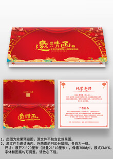 红色喜庆新年年会晚会宴会邀请函