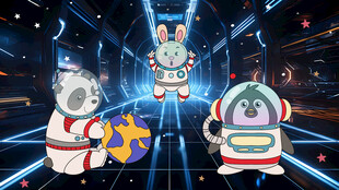 卡通宇航员太空舱背景