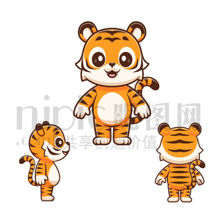 卡通老虎三视图