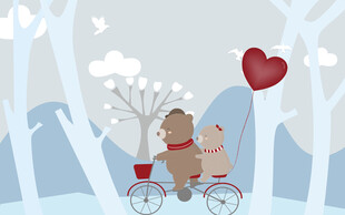 卡通恋爱熊背景墙