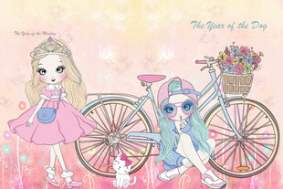 卡通女孩服装店背景墙