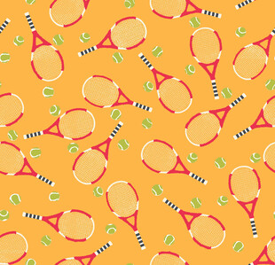 橙色背景网球拍图案设计