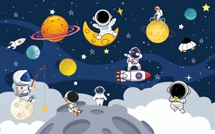 卡通太空背景墙图片