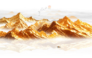 金箔山水画背景墙