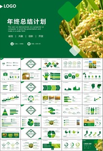 水稻农田农业种植大米PPT模板