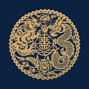 中式双龙戏珠传统吉祥图案