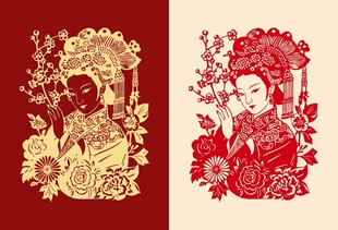 中式古典戏曲人物清代美女图案