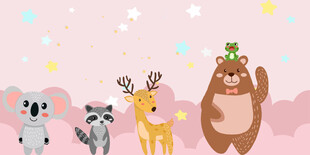 卡通女孩儿童房背景墙