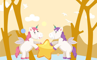 卡通独角兽背景墙
