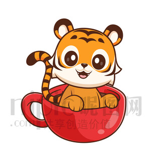 杯中小老虎卡通形象