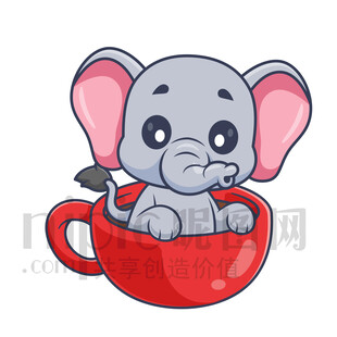 茶杯里的可爱小象