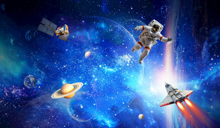 银河星球外太空宇宙卫星背景