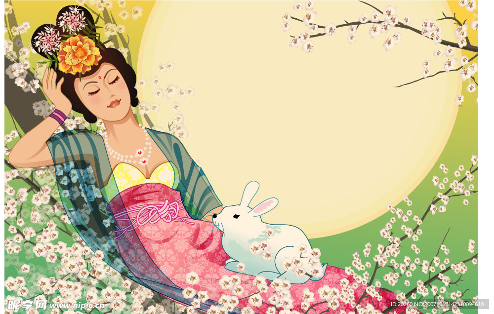 中秋节矢量嫦娥明月