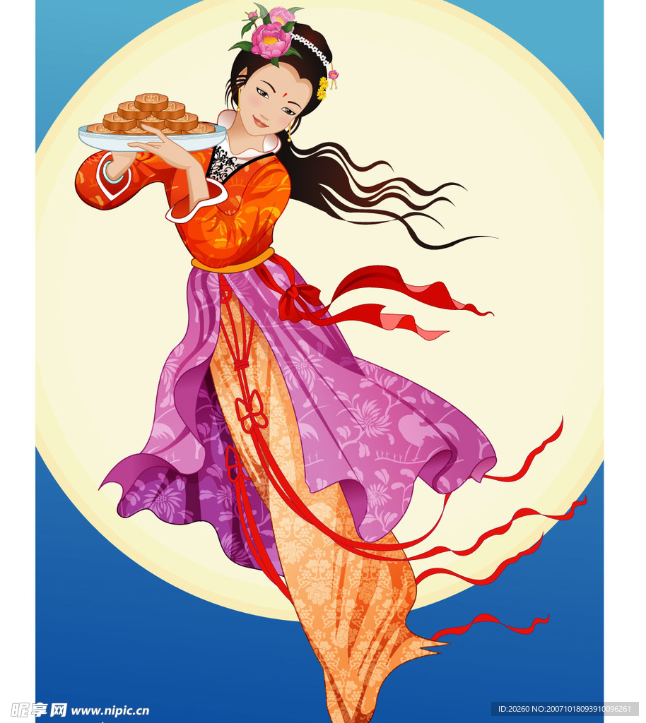 中秋节矢量嫦娥明月