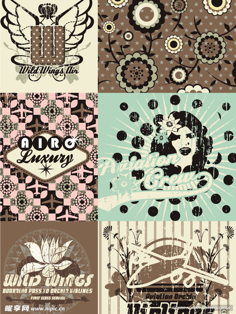 In Flight 主题式服装设计平面矢量图(包颜色,款式,印花图案)平面版