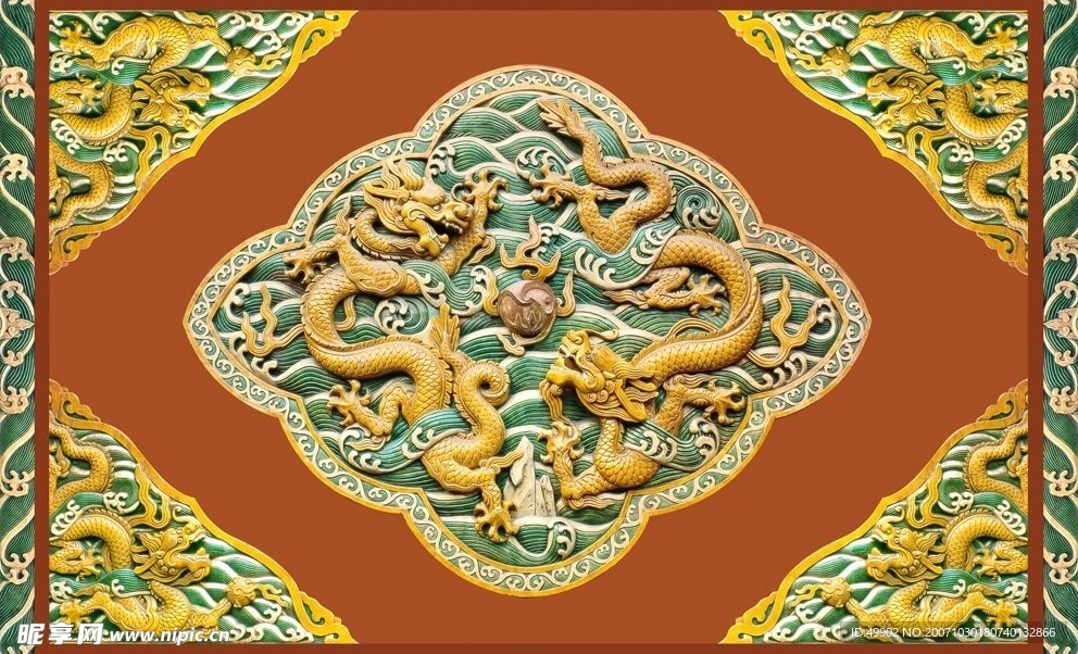 超经典二龙戏珠设计素材（PSD分层）