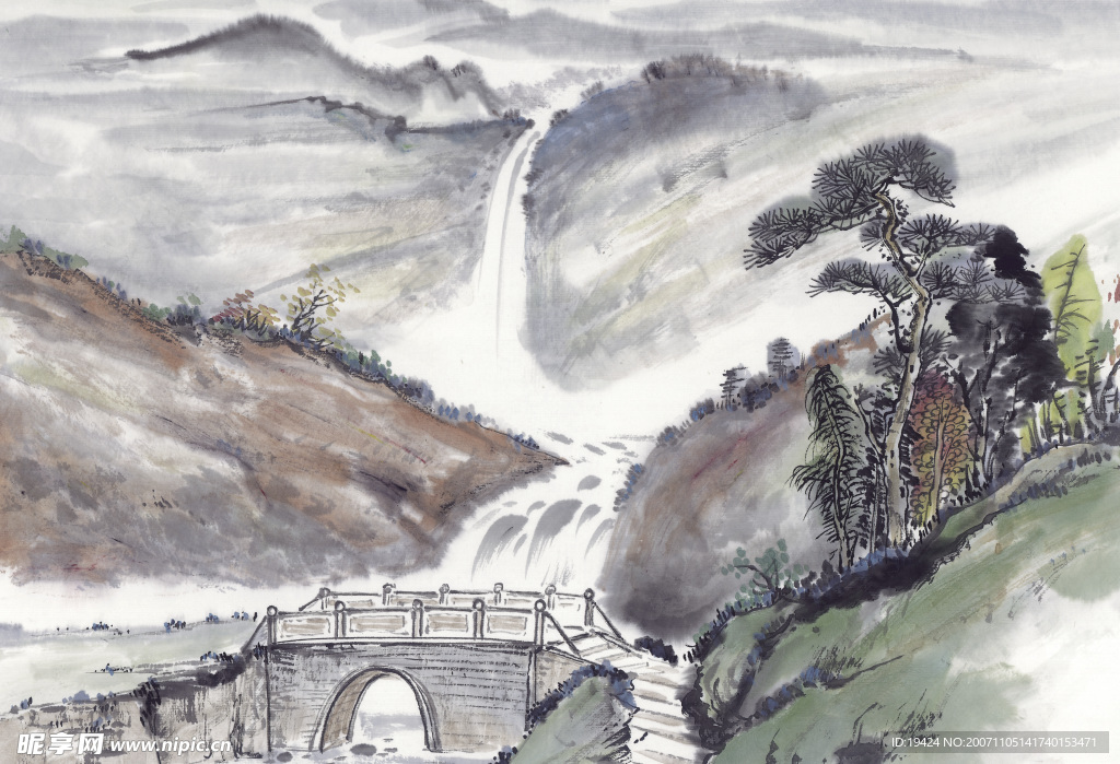 高清晰 山水 水墨画  自然景观 山水风景