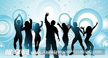 动感人物剪影与潮流背景矢量素材