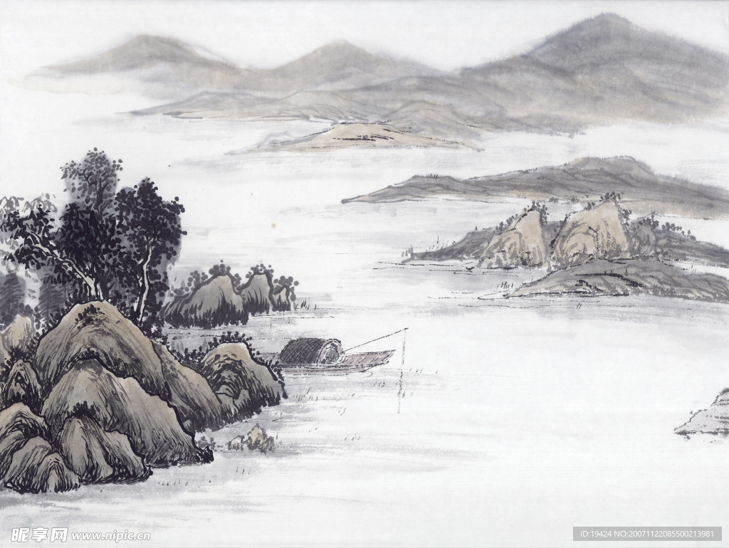高清晰 山水水墨画,