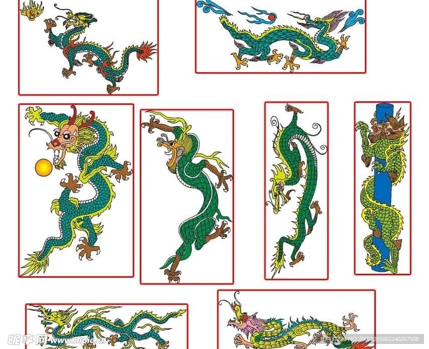 传统矢量龙纹图案91-98