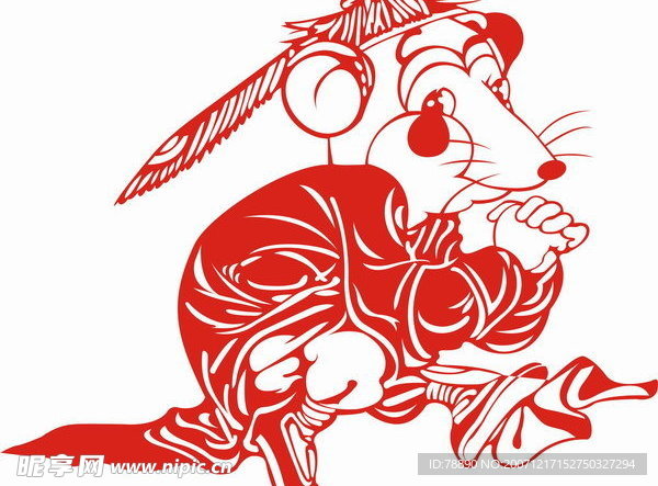 2008新春喜庆剪纸鼠矢量图3
