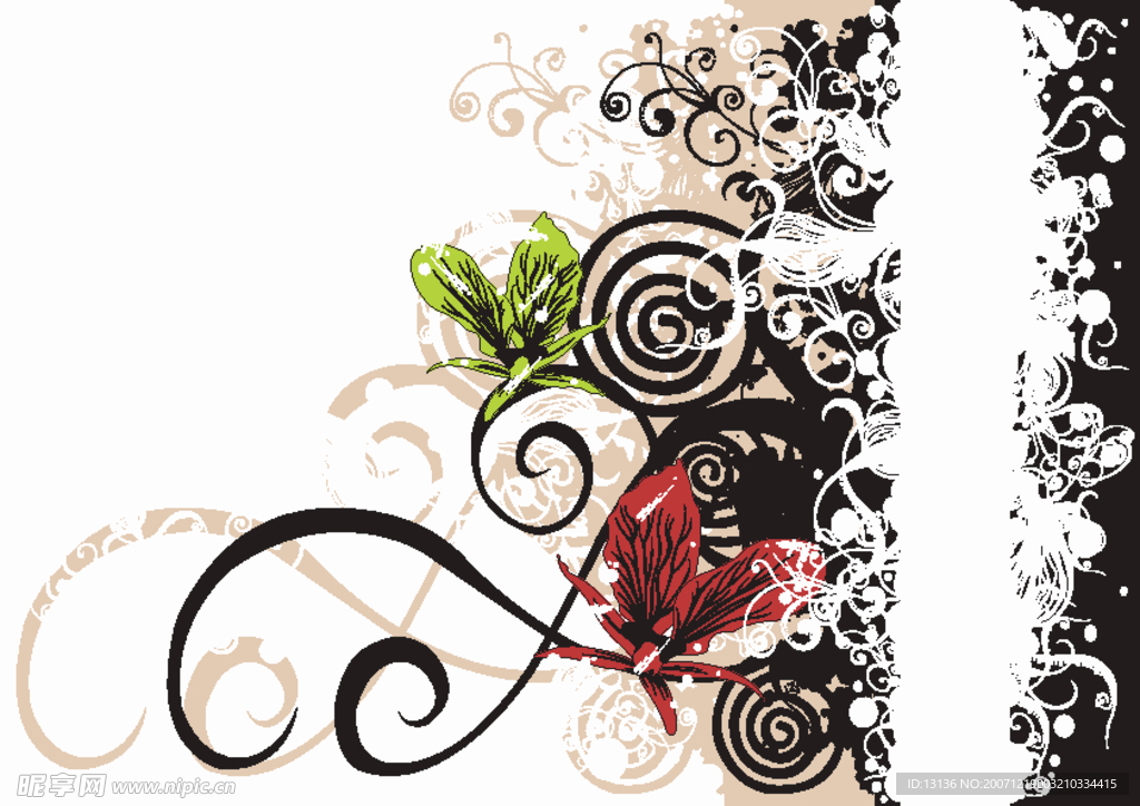 蝴蝶与花朵美丽花纹