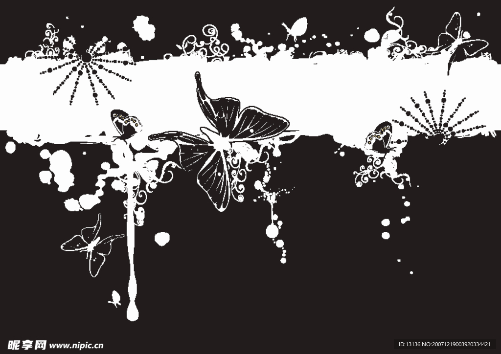 蝴蝶与花朵美丽底纹