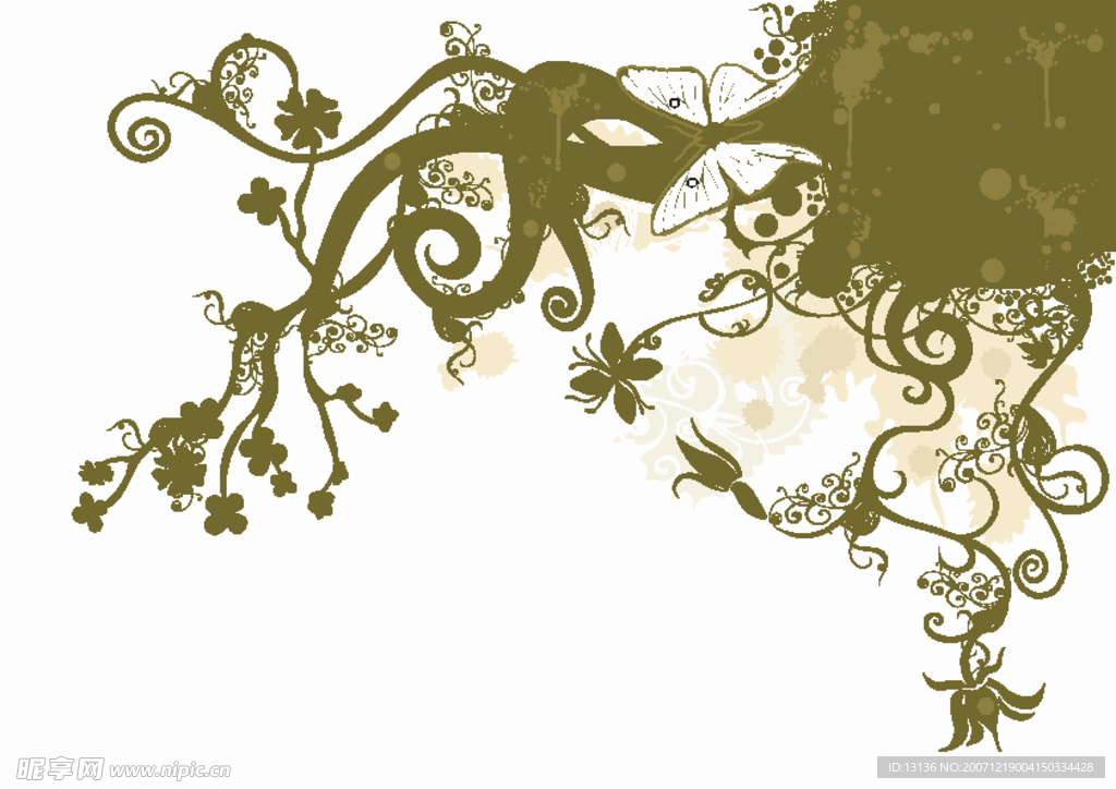 蝴蝶与花朵美丽底纹