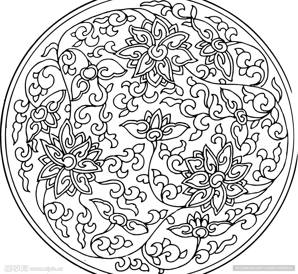 矢量黑白花纹花边素材