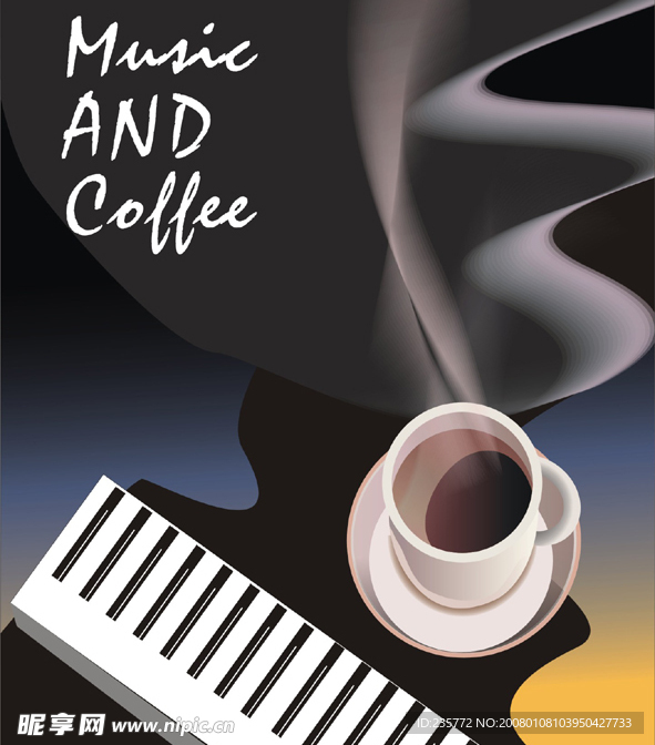 咖啡音乐插画设计