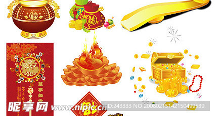 金银珠宝-经典新年、春节元素矢量素材
