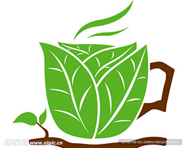 树叶组成的咖啡杯矢量素材