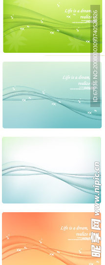 矢量 唯美 背景 绿色 桔色 底纹 曲线 线条