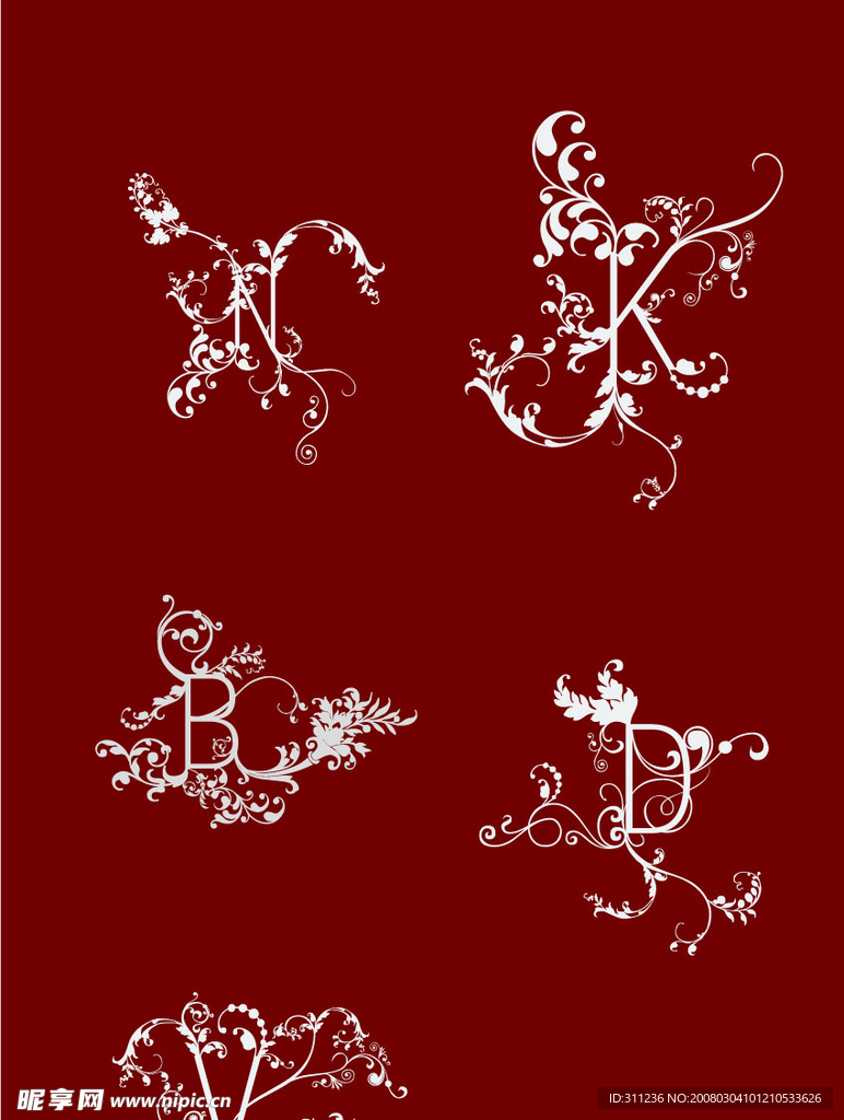 精品英文花纹字