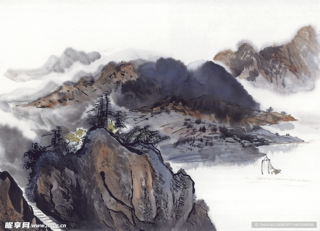 山水水墨画 古代山水画