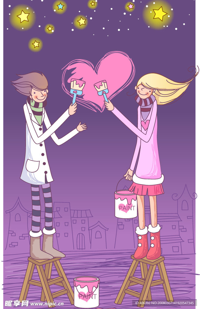 情人节插画(矢量)