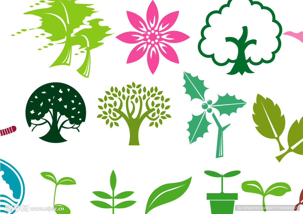 矢量环保标志和环保动物形象