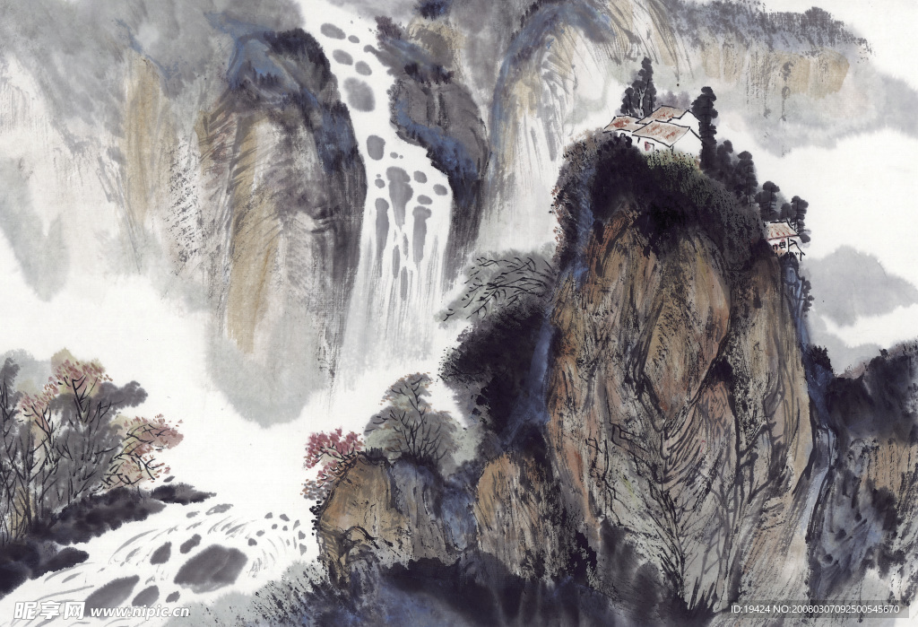山水水墨画 古代山水画 高清晰