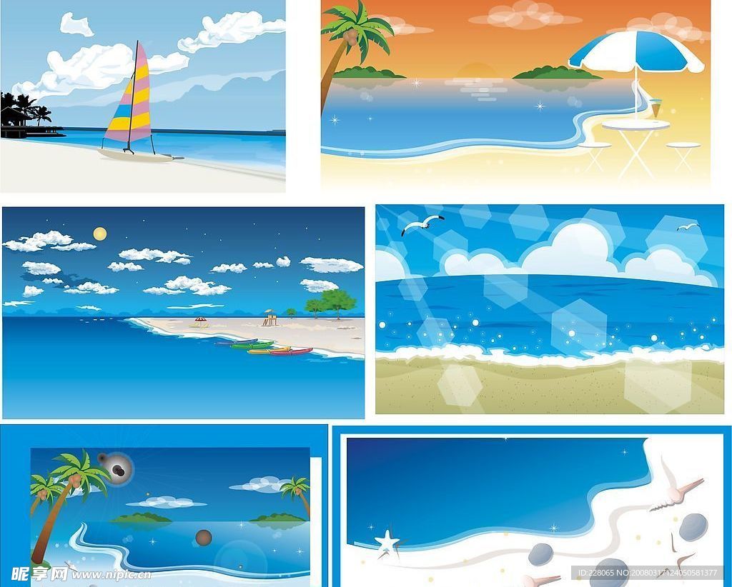 夏天沙滩风景图