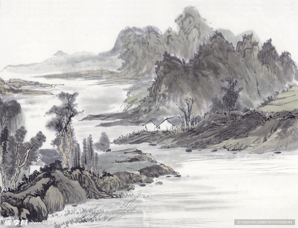 山水水墨画 古代山水画