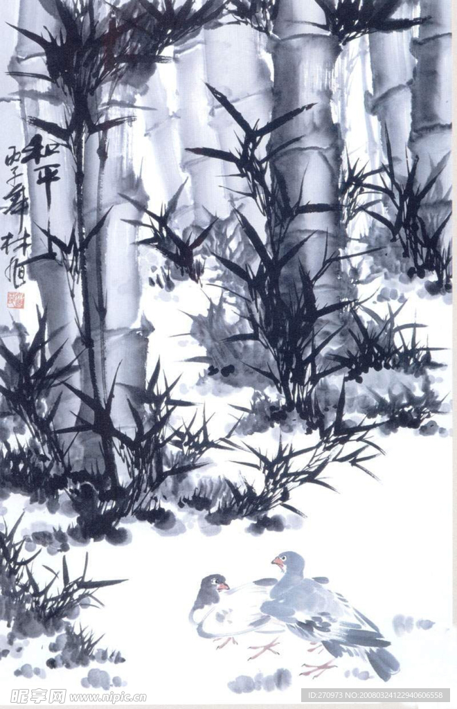 竹子水墨画