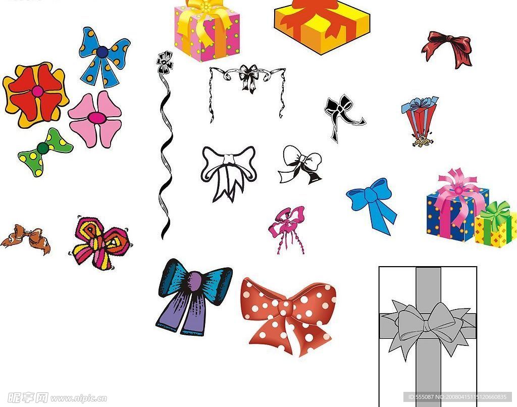 精品矢量，矢量蝴蝶结，矢量礼品彩带图