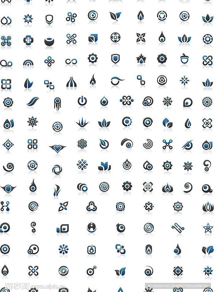 整套蓝灰色配搭的简约图标