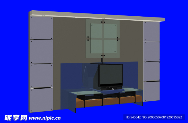 家庭视听背景墙3D模型